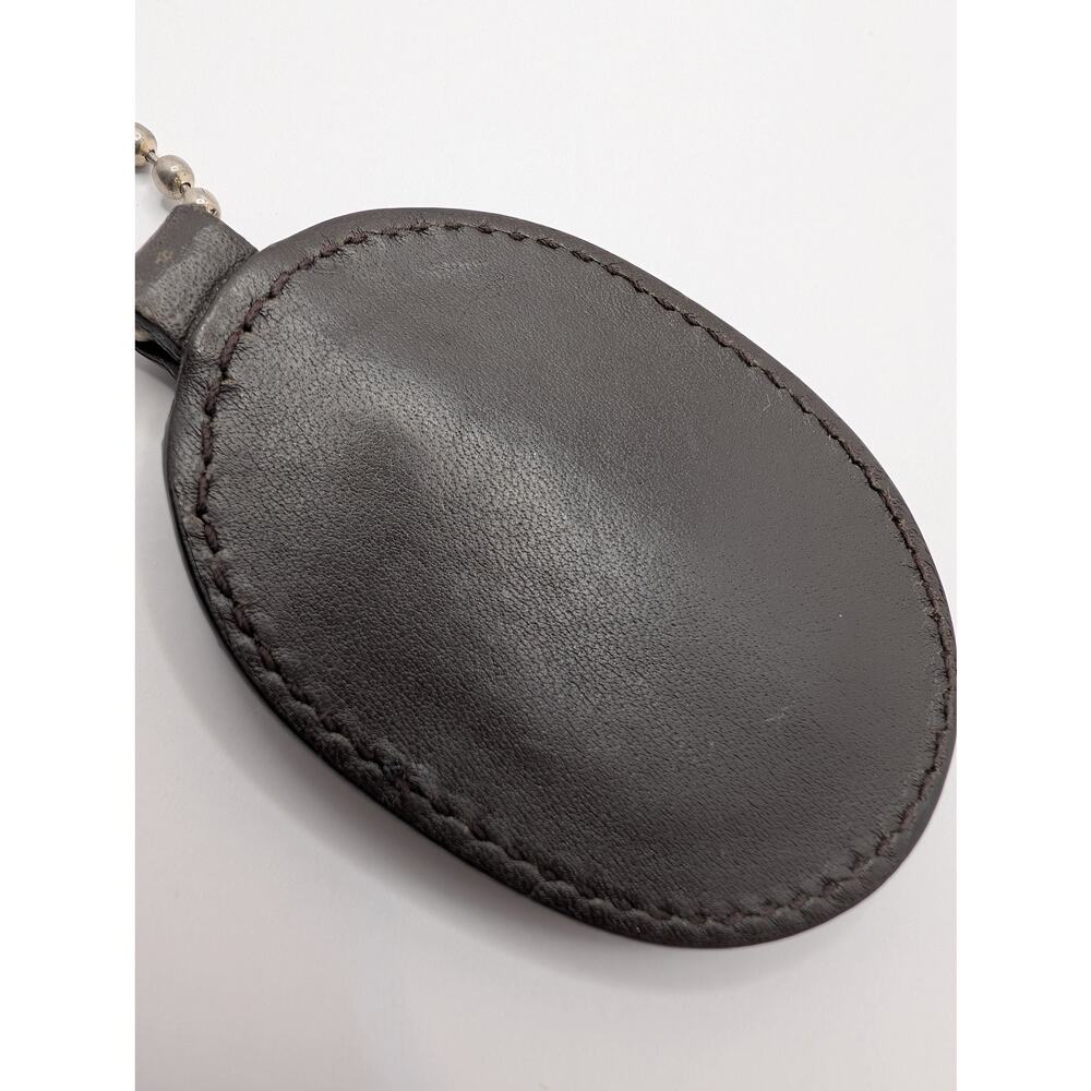 Gucci Interlocking GG Leather Oval Keychain Bag Charm Black Silvery Gold Tone - Picture 5 of 6